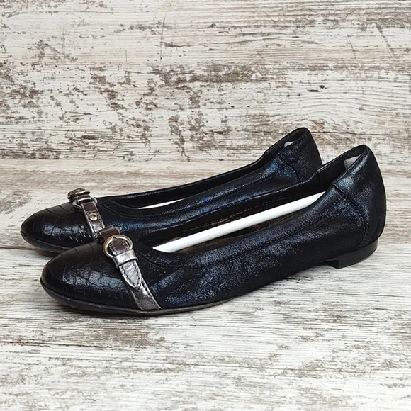 🟦Sz 36/6 AGL Attilio Giusti Leombruni Midnight Blue Shimmer Flats - Picture 4 of 16